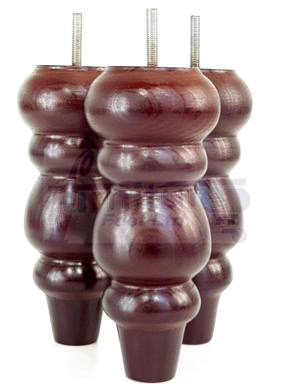 4 Turned Wood Repacement Furniture Legs Mahogany M8 Sofa Chair Settee Feet 200mm - Image 11