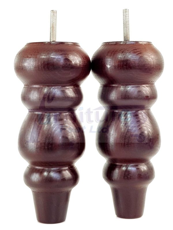 4 Turned Wood Repacement Furniture Legs Mahogany M8 Sofa Chair Settee Feet 200mm - Image 4