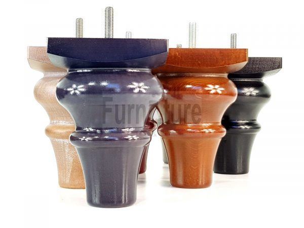 4 Wood Turned Bun Feet Furniture Legs M8 135mm High Multiple Colours Sofa Chairs - Image 10