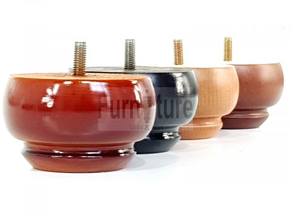 4 Wood Turned Bun Feet Furniture Legs M8 Multiple Colours 55mm High Sofa Chairs - Image 3