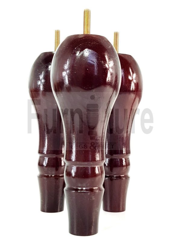 4 x Wooden Feet Replacment Furniture Turned Legs 200mm High M8 Mahogany Chairs - Image 5