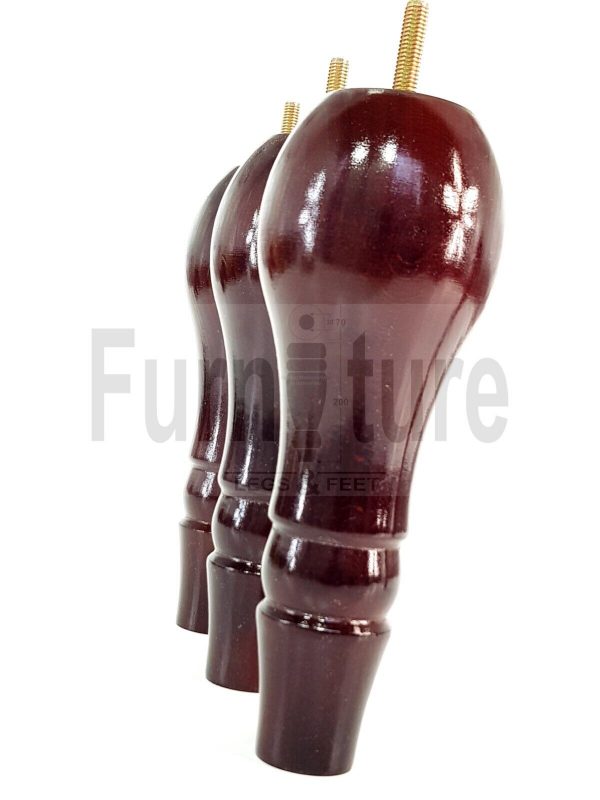 4 x Wooden Feet Replacment Furniture Turned Legs 200mm High M8 Mahogany Chairs - Image 6