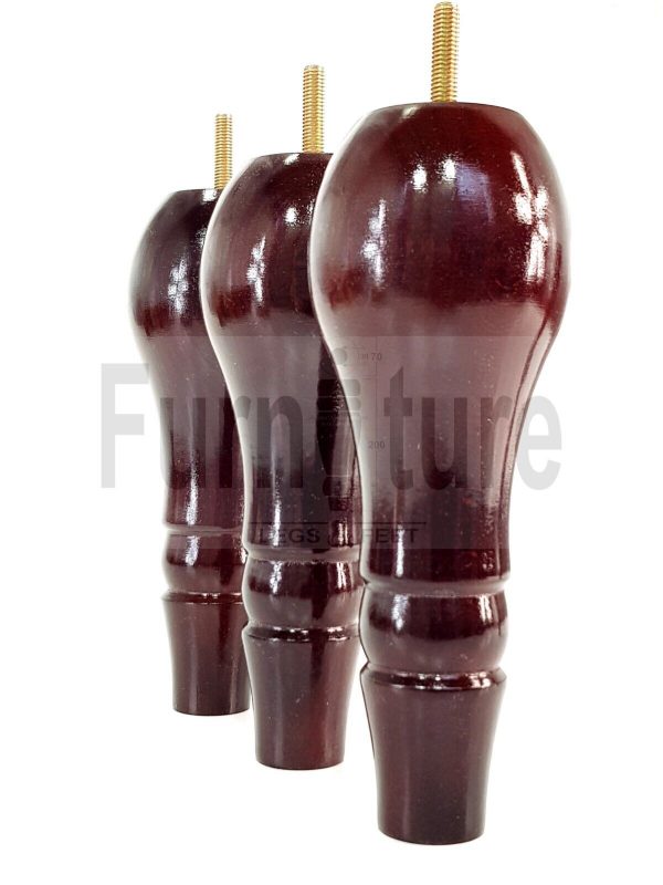 4 x Wooden Feet Replacment Furniture Turned Legs 200mm High M8 Mahogany Chairs - Image 7