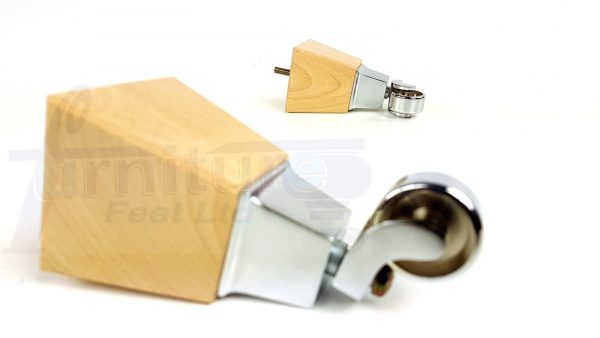 4x Block Wood With Chrome Castor Furniture Chair Settee Legs M8 Sofa Feet 150mm - Image 12