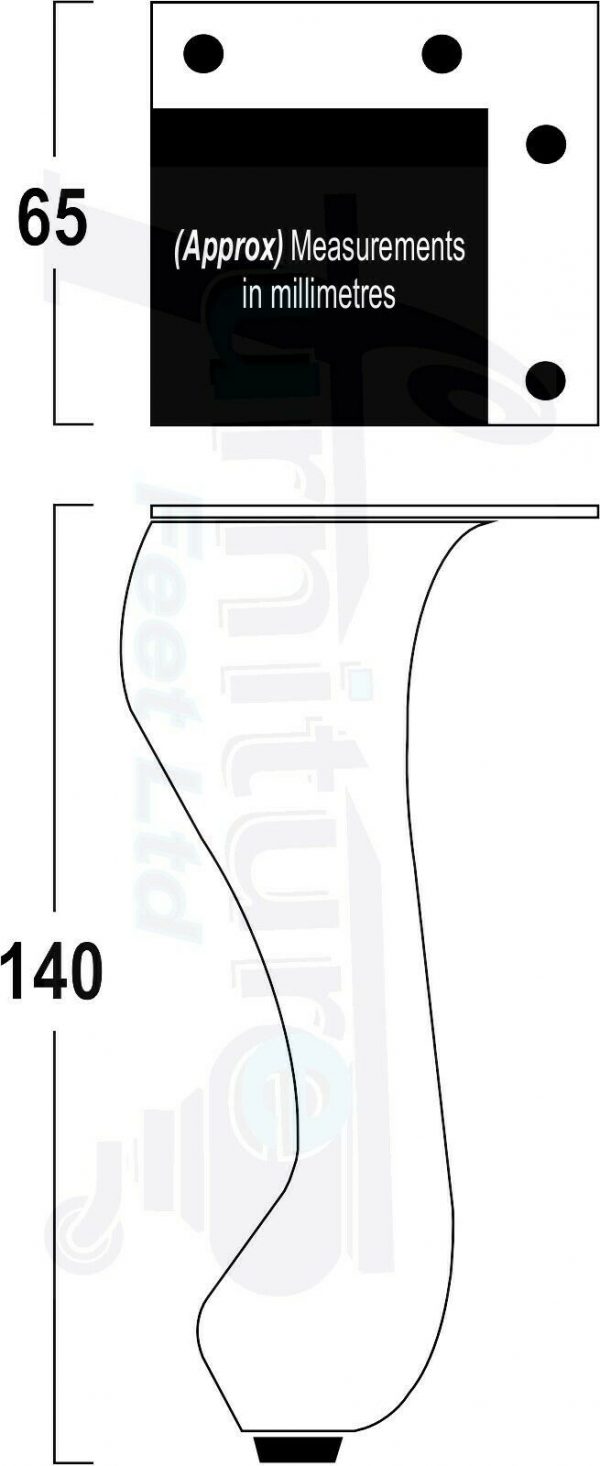 4x Metal Queen Anne Legs 140mm High Replacment Feet Furniture Sofa Chair Beds Cabinets Screw Fit - Image 4