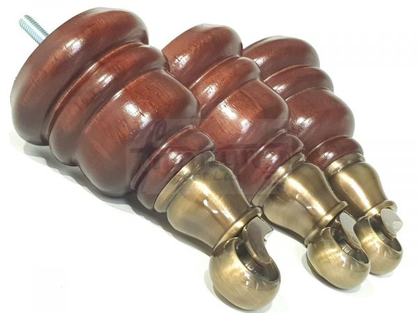 4x SOLID WOOD BRASS CASTOR FURNITURE CHAIR LEGS M8(8mm) SOFA FEET 155mm HIGH - Image 6