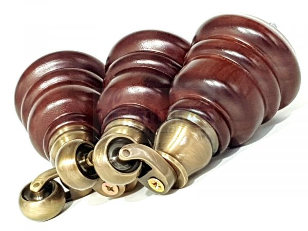 4x SOLID WOOD BRASS CASTOR FURNITURE CHAIR LEGS M8(8mm) SOFA FEET 155mm HIGH - Image 8
