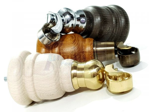 4x SOLID WOOD FURNITURE LEGS M8 REPLACEMENT ANTIQUE BRASS CASTOR FEET 155mm HIGH - Image 12