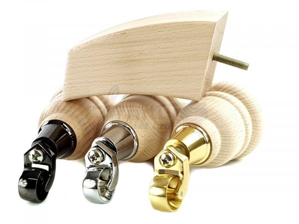 4x TURNED WOODEN CASTOR LEGS 165mm High CHAIR REPLACEMENT FURNITURE FEET M8(8mm) - Image 7