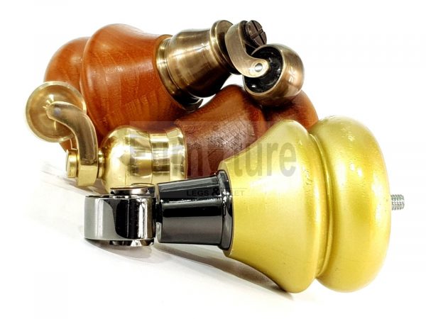 4x Turned Wood Furniture Castor Leg M8 Replacement Feet Chairs Stools Sofa 140mm - Image 13