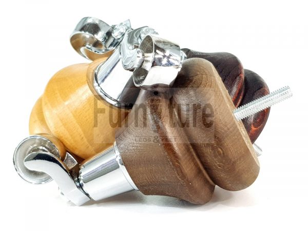 4x Turned Wood Furniture Castor Leg M8 Replacement Feet Chairs Stools Sofa 140mm - Image 4
