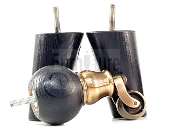 4x Turned Wood Furniture Chair Settee Legs M8 Sofa Feet 2x With Castors 118mm - Image 10
