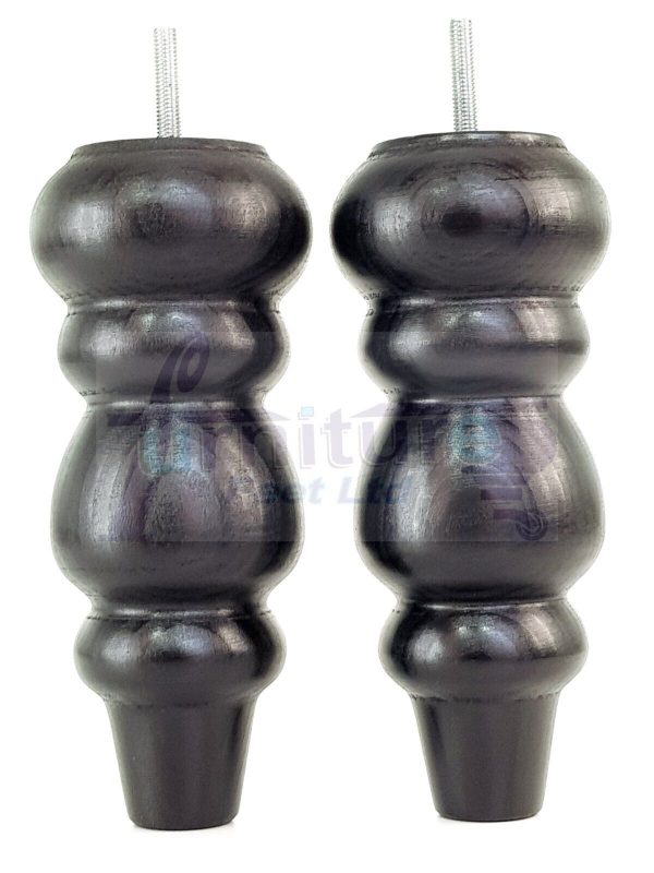 4x Turned Wood Repacement Furniture Legs Black M8 Sofa Chair Settee Feet 200mm - Image 4
