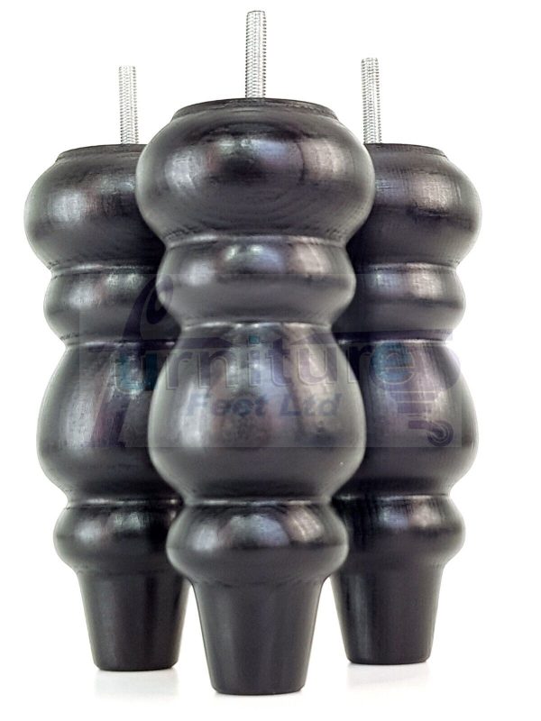 4x Turned Wood Repacement Furniture Legs Black M8 Sofa Chair Settee Feet 200mm - Image 10