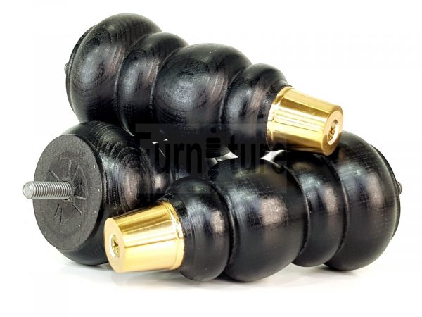 4x Turned Wooden Furniture Leg Brass Slipper Cup Sofa, Chair Feet 160mm High M8 - Image 12