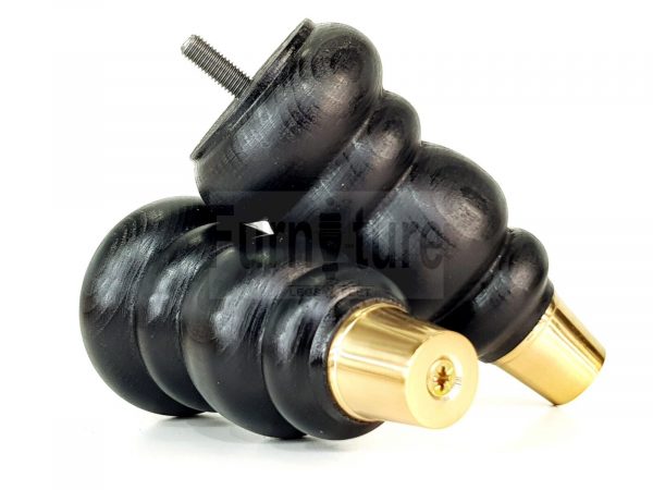 4x Turned Wooden Furniture Leg Brass Slipper Cup Sofa, Chair Feet 160mm High M8 - Image 4
