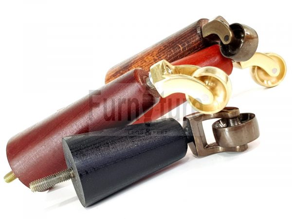 4x Wooden Chair Legs 2x With Castors M8 Replacement Settee Furniture Feet 145mm - Image 11