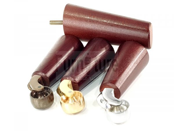 4x Wooden Chair Legs 2x With Castors M8 Replacement Settee Furniture Feet 145mm - Image 7