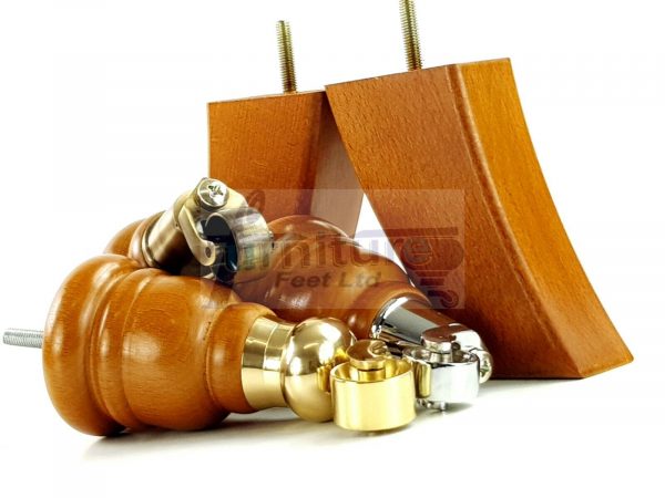 SOLID WOOD FURNITURE LEGS M8(8mm)  REPLACEMENT FEET 2 WITH CASTORS 165mm HIGH - Image 11