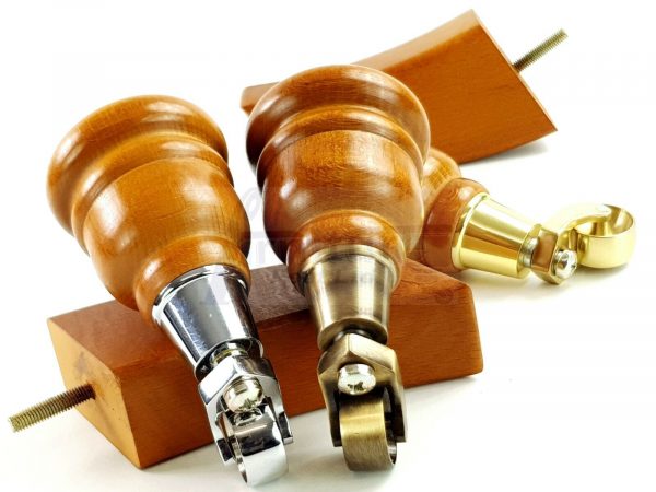 SOLID WOOD FURNITURE LEGS M8(8mm)  REPLACEMENT FEET 2 WITH CASTORS 165mm HIGH - Image 6