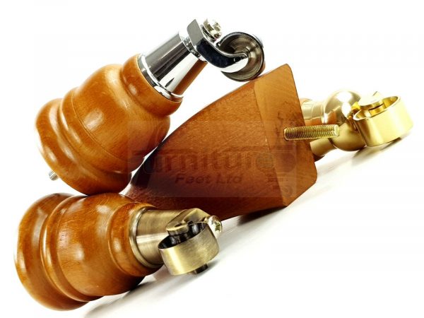 SOLID WOOD FURNITURE LEGS M8(8mm)  REPLACEMENT FEET 2 WITH CASTORS 165mm HIGH - Image 10
