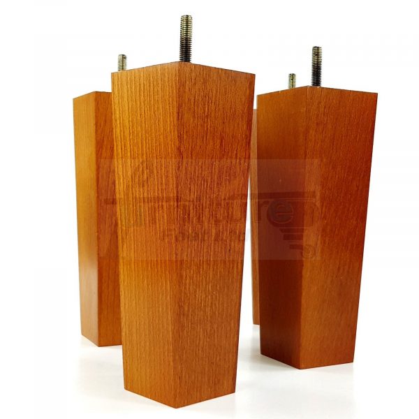 Square Wood Legs Replacement Block Furniture Feet 100 - 240mm High M8 Golden Oak - Image 4