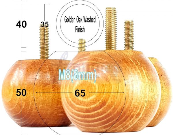 4 Replacement Turned Wood Furniture Sofa Leg M8 Chair Settee Bun Feet 50mm High - Image 19