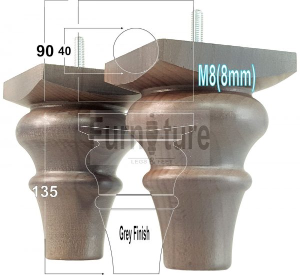 4 Wood Turned Bun Feet Furniture Legs M8 135mm High Multiple Colours Sofa Chairs - Image 13
