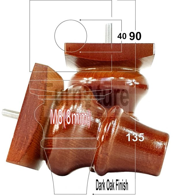 4 Wood Turned Bun Feet Furniture Legs M8 135mm High Multiple Colours Sofa Chairs - Image 12