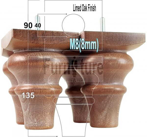 4 Wood Turned Bun Feet Furniture Legs M8 135mm High Multiple Colours Sofa Chairs - Image 14