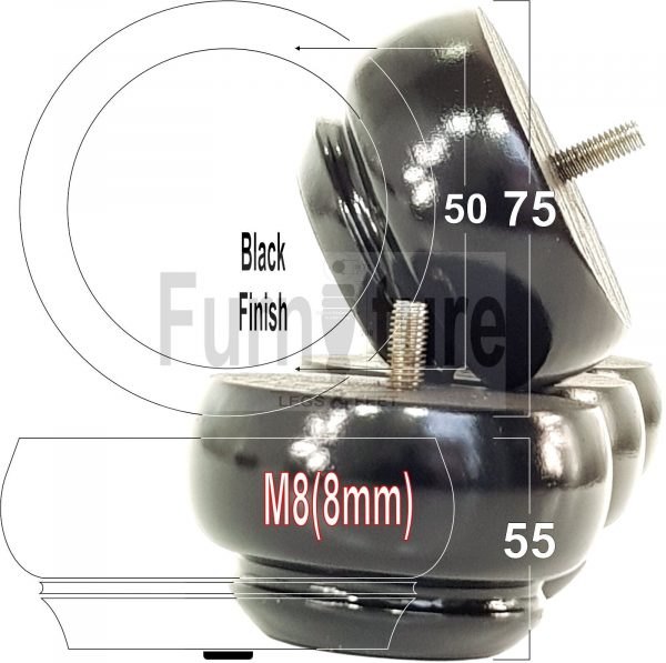 4 Wood Turned Bun Feet Furniture Legs M8 Multiple Colours 55mm High Sofa Chairs - Image 11