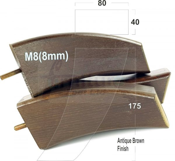 4x TAPERED WOOD SETTEE LEGS 175mm High SOFA REPLACEMENT FURNITURE FEET M8(8mm) - Image 11