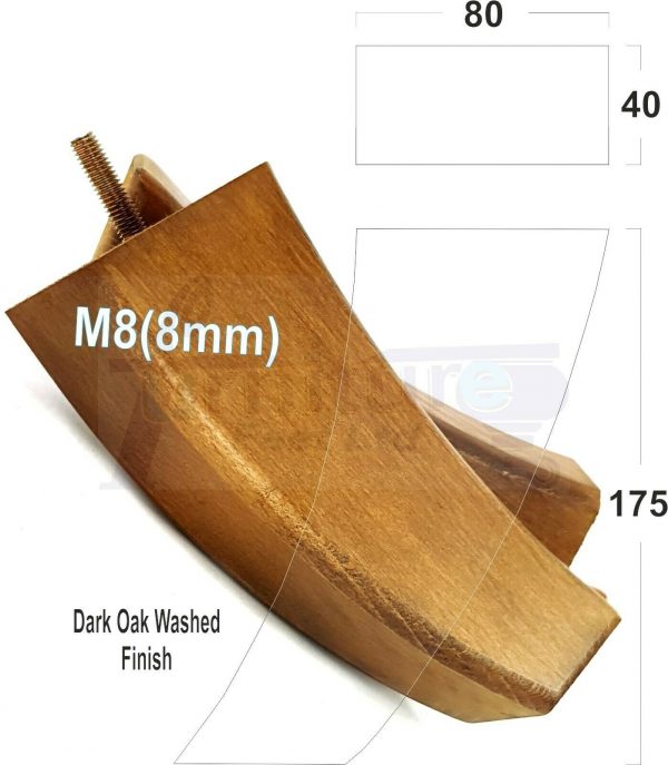 4x TAPERED WOOD SETTEE LEGS 175mm High SOFA REPLACEMENT FURNITURE FEET M8(8mm) - Image 15