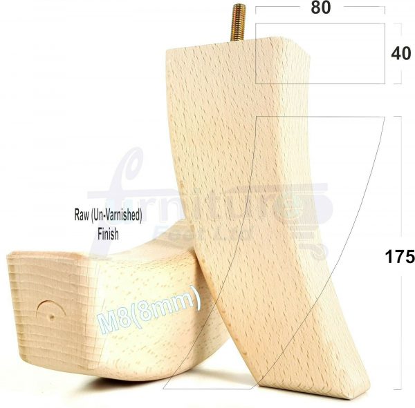 4x TAPERED WOOD SETTEE LEGS 175mm High SOFA REPLACEMENT FURNITURE FEET M8(8mm) - Image 22