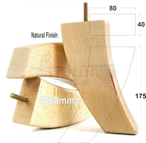 4x TAPERED WOOD SETTEE LEGS 175mm High SOFA REPLACEMENT FURNITURE FEET M8(8mm) - Image 21