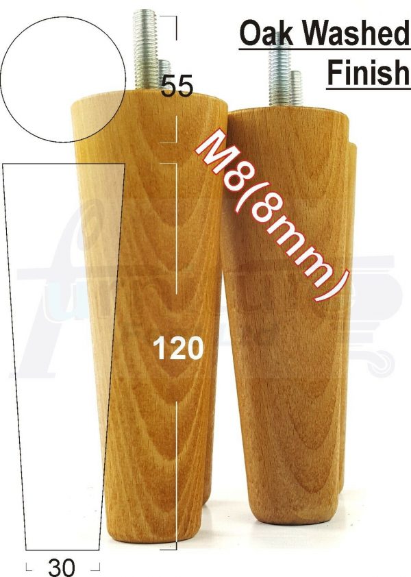 4x WOOD REPLACEMENT FURNITURE CHAIR LEGS M8(8mm) SOFA - SETTEE FEET 120mm HIGH - Image 29