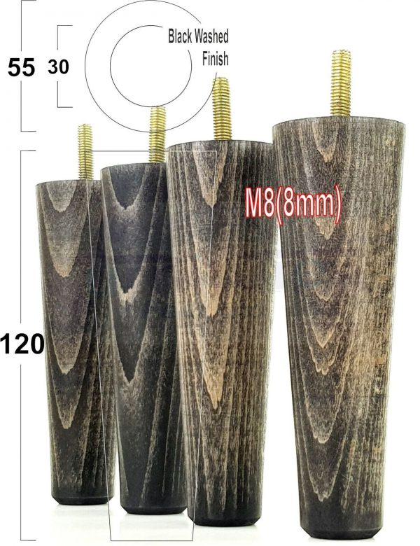 4x WOOD REPLACEMENT FURNITURE CHAIR LEGS M8(8mm) SOFA - SETTEE FEET 120mm HIGH - Image 17