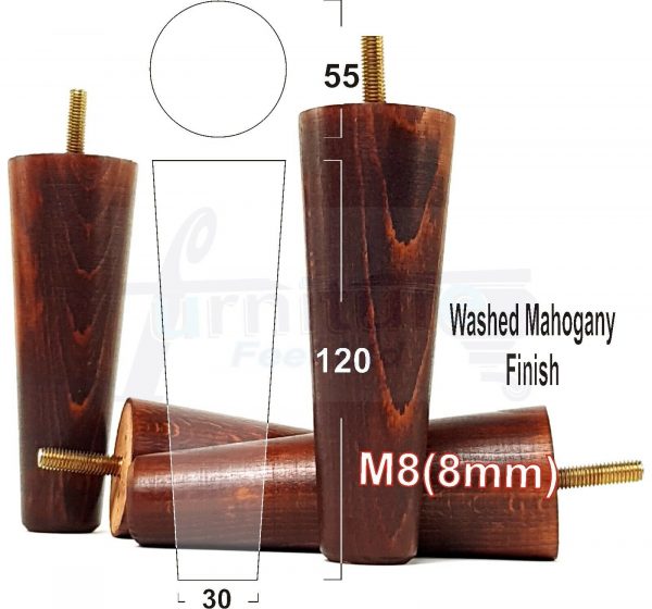 4x WOOD REPLACEMENT FURNITURE CHAIR LEGS M8(8mm) SOFA - SETTEE FEET 120mm HIGH - Image 24