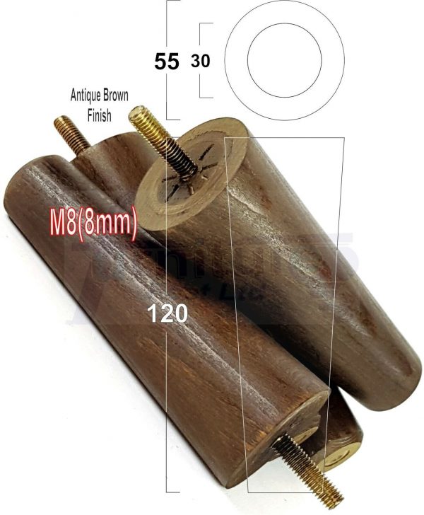 4x WOOD REPLACEMENT FURNITURE CHAIR LEGS M8(8mm) SOFA - SETTEE FEET 120mm HIGH - Image 14