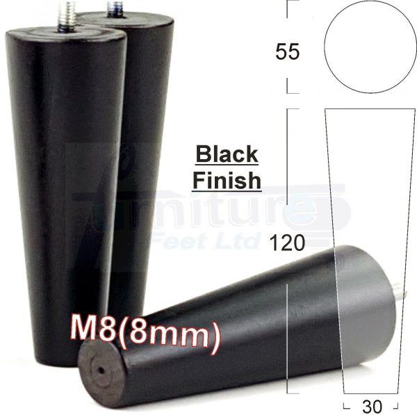 4x WOOD REPLACEMENT FURNITURE CHAIR LEGS M8(8mm) SOFA - SETTEE FEET 120mm HIGH - Image 16