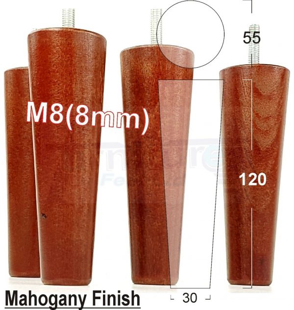 4x WOOD REPLACEMENT FURNITURE CHAIR LEGS M8(8mm) SOFA - SETTEE FEET 120mm HIGH - Image 23