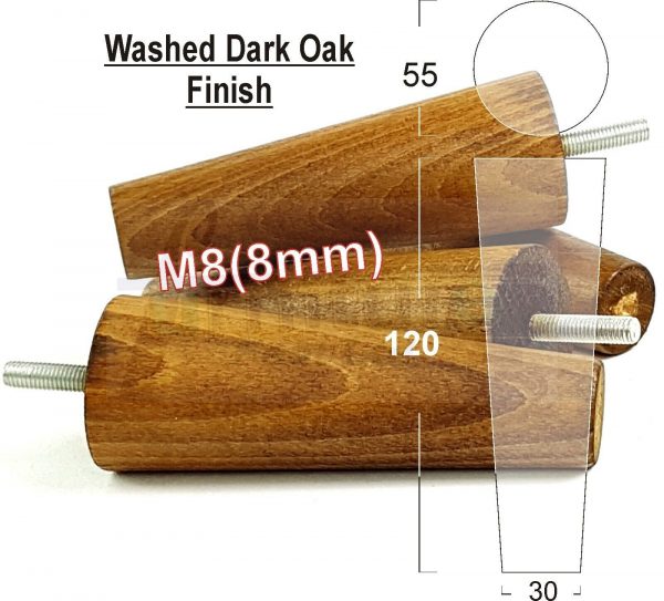 4x WOOD REPLACEMENT FURNITURE CHAIR LEGS M8(8mm) SOFA - SETTEE FEET 120mm HIGH - Image 19