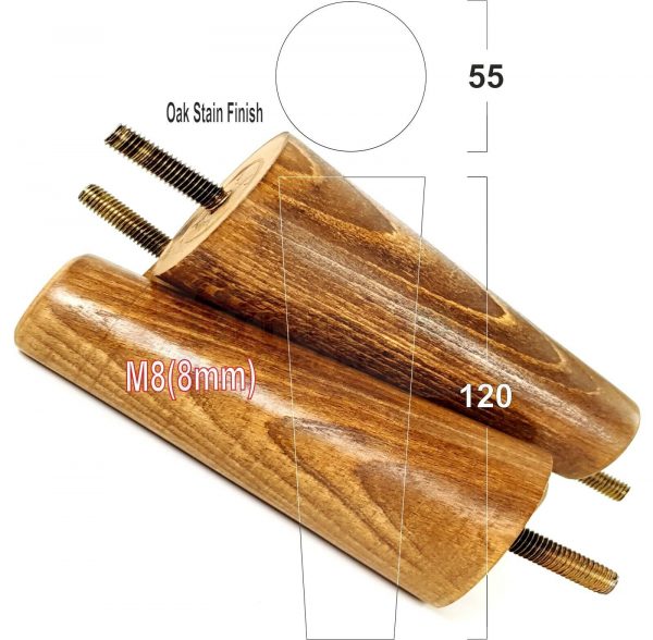 4x WOOD REPLACEMENT FURNITURE CHAIR LEGS M8(8mm) SOFA - SETTEE FEET 120mm HIGH - Image 30