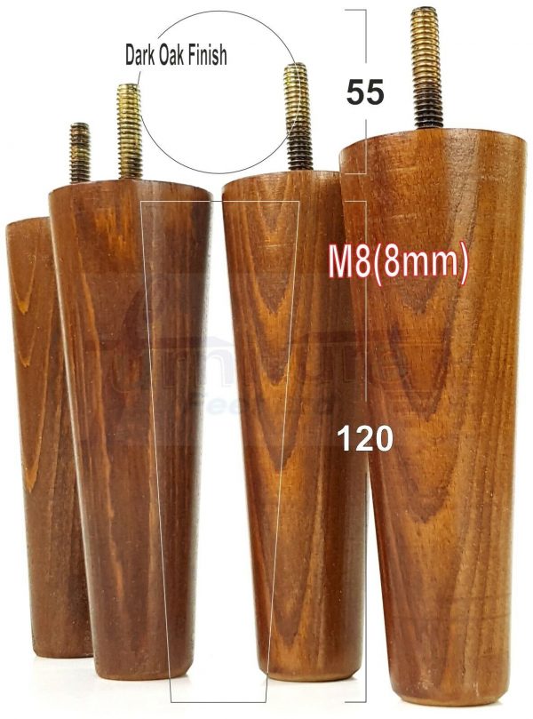 4x WOOD REPLACEMENT FURNITURE CHAIR LEGS M8(8mm) SOFA - SETTEE FEET 120mm HIGH - Image 18