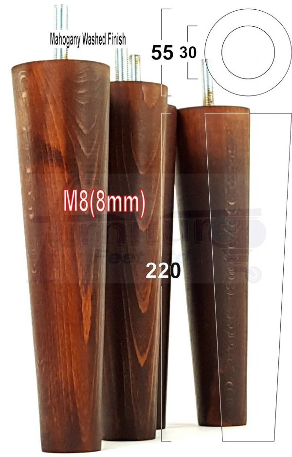 4x WOOD REPLACEMENT FURNITURE CHAIR LEGS M8(8mm) SOFA - SETTEE FEET 220mm HIGH - Image 24