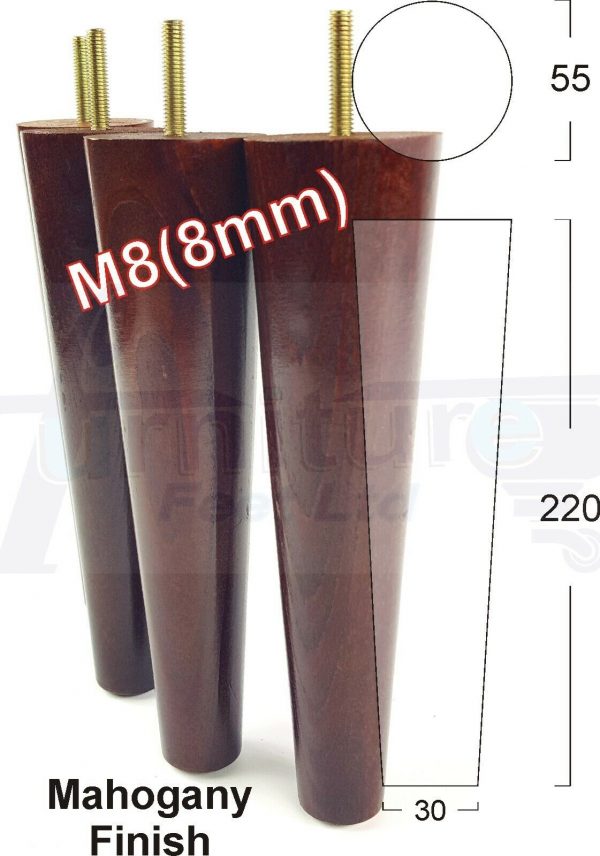 4x WOOD REPLACEMENT FURNITURE CHAIR LEGS M8(8mm) SOFA - SETTEE FEET 220mm HIGH - Image 23
