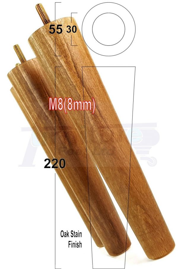 4x WOOD REPLACEMENT FURNITURE CHAIR LEGS M8(8mm) SOFA - SETTEE FEET 220mm HIGH - Image 29