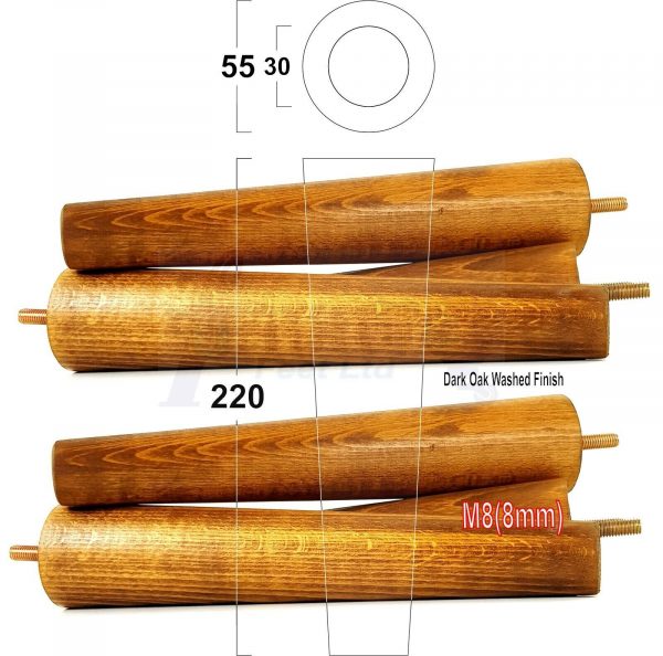 4x WOOD REPLACEMENT FURNITURE CHAIR LEGS M8(8mm) SOFA - SETTEE FEET 220mm HIGH - Image 19
