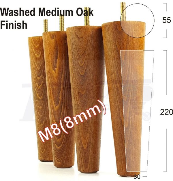 4x WOOD REPLACEMENT FURNITURE CHAIR LEGS M8(8mm) SOFA - SETTEE FEET 220mm HIGH - Image 25