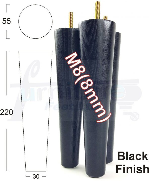 4x WOOD REPLACEMENT FURNITURE CHAIR LEGS M8(8mm) SOFA - SETTEE FEET 220mm HIGH - Image 15